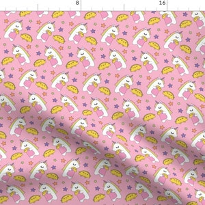 Unicorns Love Tacos Fabric Unicorns Tacos By Boredinc Pink Whimsical Fantasy Unicorn Cotton Fabric By The Yard With Spoonflower image 1