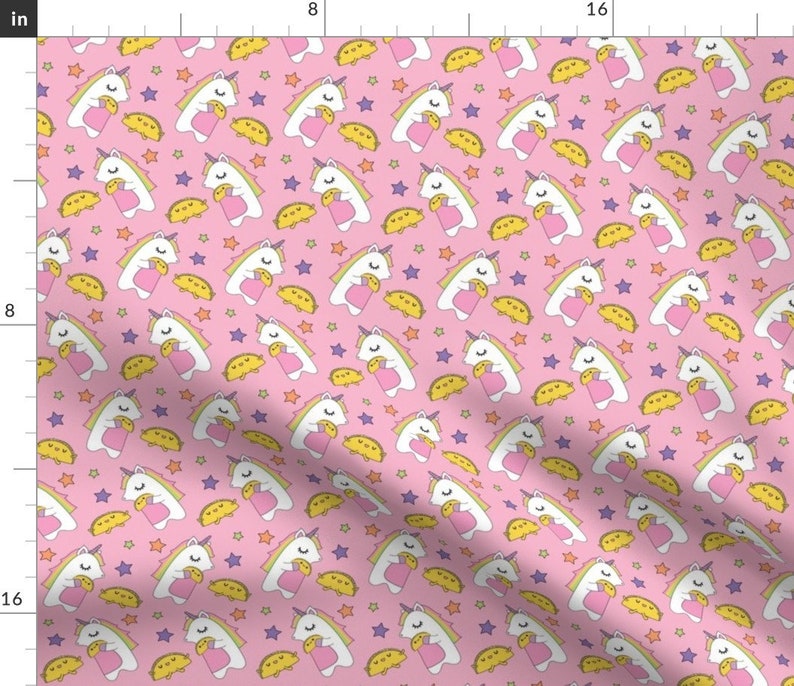 Unicorns Love Tacos Fabric Unicorns Tacos By Boredinc Pink Whimsical Fantasy Unicorn Cotton Fabric By The Yard With Spoonflower image 1