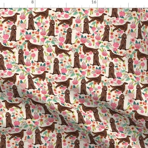 Floral Irish Setter Fabric - Irish Setter Floral Flowers Pet Dog Fabric Cream By Petfriendly - Cotton Fabric by the Yard With Spoonflower