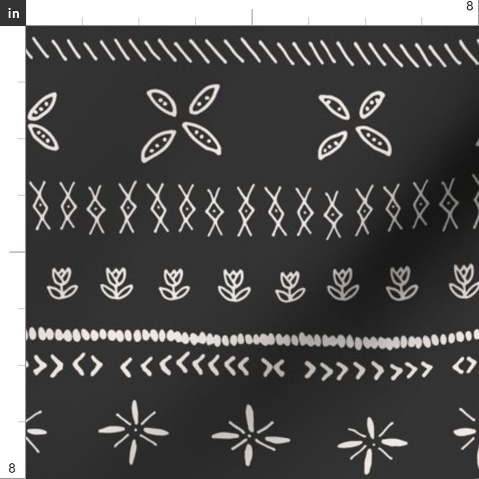 Black and White Bohemian Fabric Boho Print By Shelbyallison Etsy