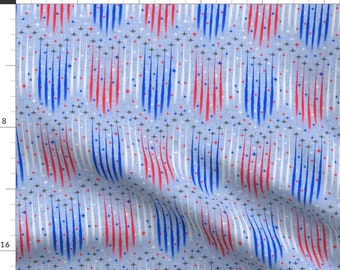 Patriotic Planes Fabric - Patriotic Flyover By Inscribed Here - Patriotic July 4th Independence Cotton Fabric By The Yard With Spoonflower