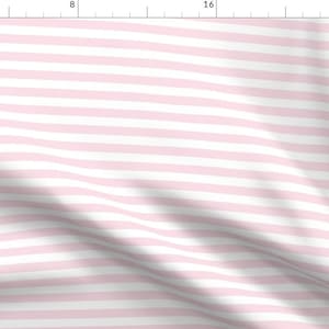 Stripe Fabric - Clearwater Stripe Peony By Lilyoake - Stripe Pink Horizontal White Baby Nursery Cotton Fabric By The Yard With Spoonflower