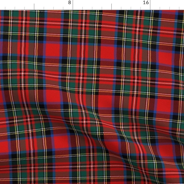 Red Plaid Fabric - Stuart Stewart Tartan Plaid By Laurawrightstudio - Scottish Plaid Cotton Fabric By The Yard With Spoonflower