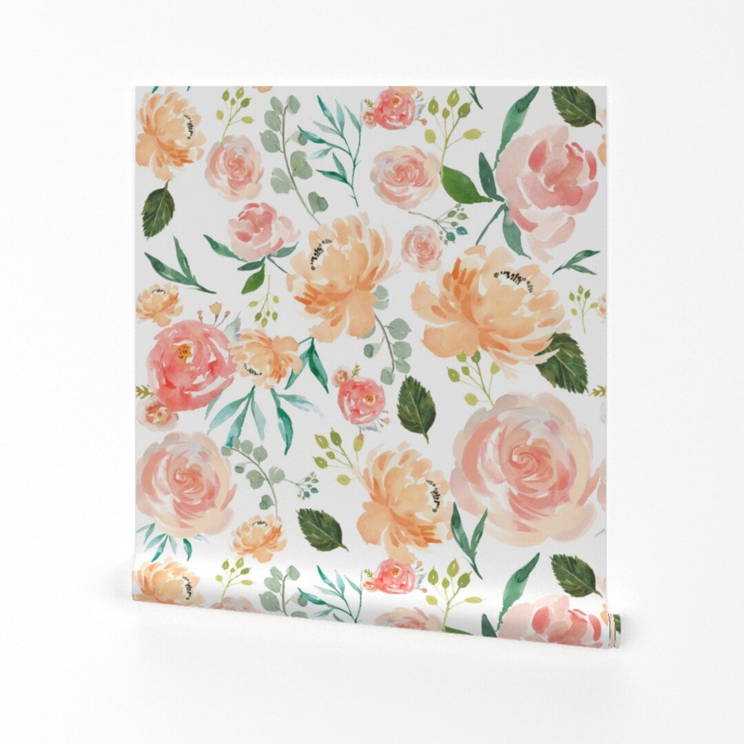 Peach Watercolor Blooms Wallpaper Peach Delight Flowers by