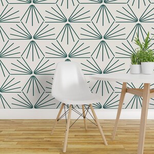 Tile Geo Wallpaper - Sun Tile Marine By Holli Zollinger - Navy Blue Ivory Light Simple Removable Self Adhesive Wallpaper Roll by Spoonflower