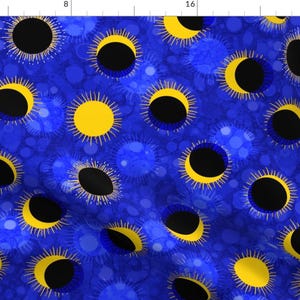 Solar Eclipse Fabric - Solar Eclipse Polka Dots By Elramsay- Solar Eclipse Moon Sun Celestial Sky Cotton Fabric By The Yard With Spoonflower