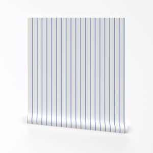 Nautical Stripe Wallpaper - Narrow Retro Stripe By Littlebettymakes - Sky Blue White Removable Self Adhesive Wallpaper Roll by Spoonflower