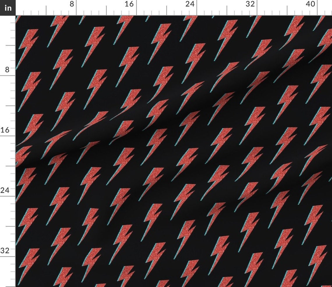 Lightning Bolt Fabric Red Blue Lightning on Black By Etsy