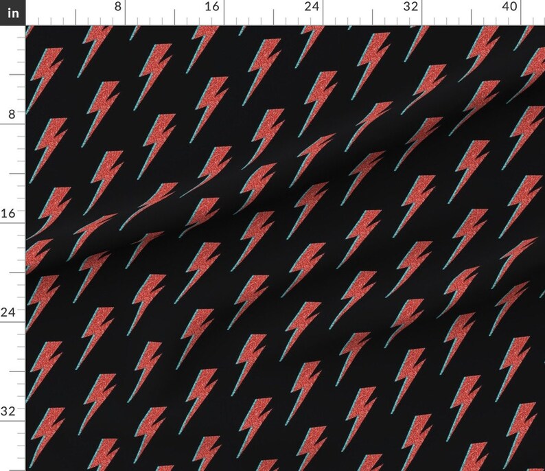 Lightning Bolt Fabric Red Blue Lightning on Black By Etsy