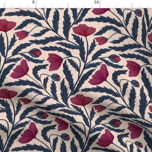 Botanical Chintz Fabric - Poppy Flower by denesannadesign - Arts And Crafts Florals Poppy Flower Fabric by the Yard by Spoonflower