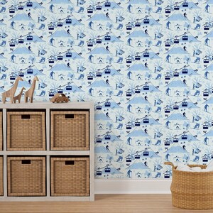 Mountains Wallpaper Blue Mountain Skiing by Bluevelvet - Etsy