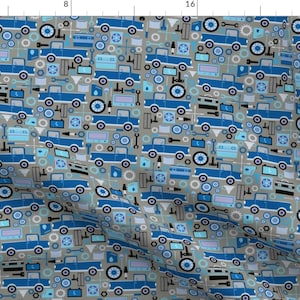 Blue Engineering Gears Fabric - Car Service Auto Mechanic Tools, Medium By Palifino - Palifino Cotton Fabric By The Yard With Spoonflower