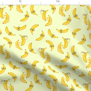 Banana Fabric - Bananas With Glasses By Marmarch - Funny Yellow Fruit Kids Kitchen Faces Smiling Cotton Fabric By The Yard With Spoonflower