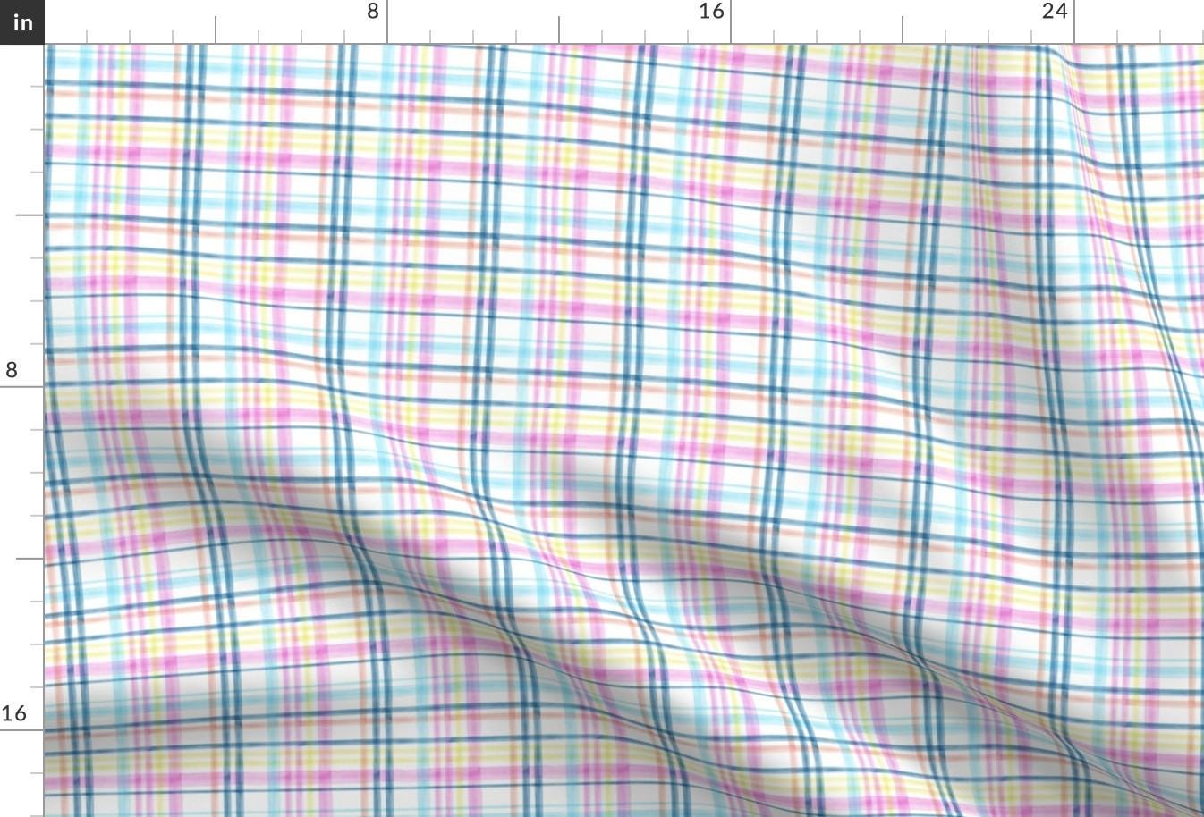 Easter Plaid Fabric - (Small Scale) Easter Watercolor Plaid Multi Lad19bs By Littlearrowdesign - Easter Plaid Fabric With Spoonflower