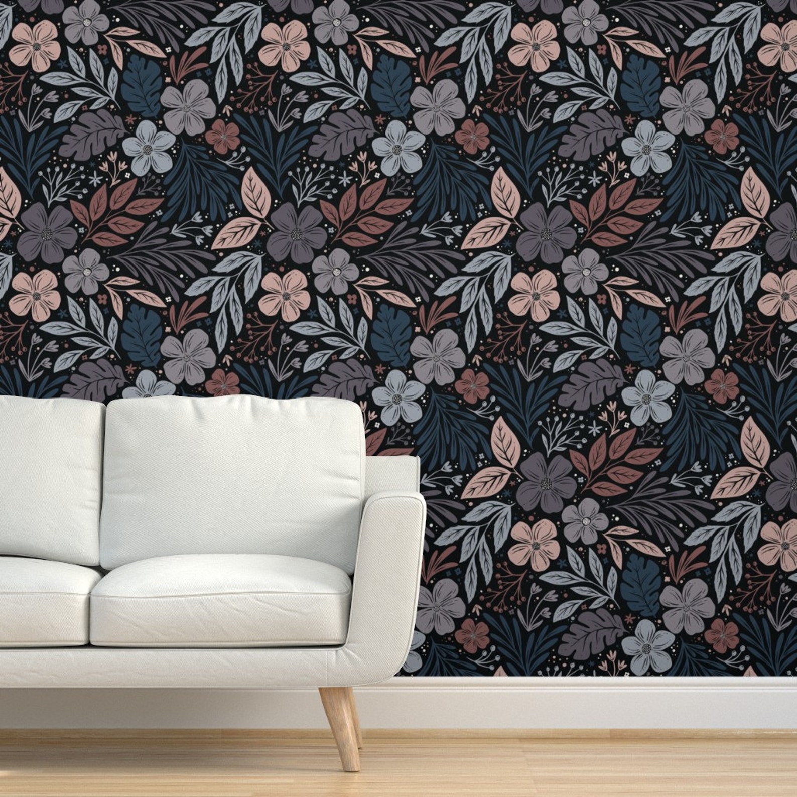 Moody Floral Wallpaper Dark and Moody Floral by | Etsy