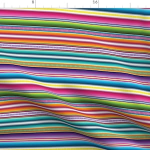 Skinny Serape Stripe Fabric - Fiesta Stripe Small White By Kellyrenay - Mexican Cinco De Mayo Cotton Fabric By The Yard With Spoonflower