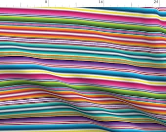 Skinny Serape Stripe Fabric - Fiesta Stripe Small White By Kellyrenay - Mexican Cinco De Mayo Cotton Fabric By The Yard With Spoonflower