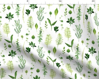 Greenery and Ferns Fabric - Zig Zag Leaves Larger By Crumpetsandcrabsticks - Cascading Grass Lush Cotton Fabric By The Yard With Spoonflower