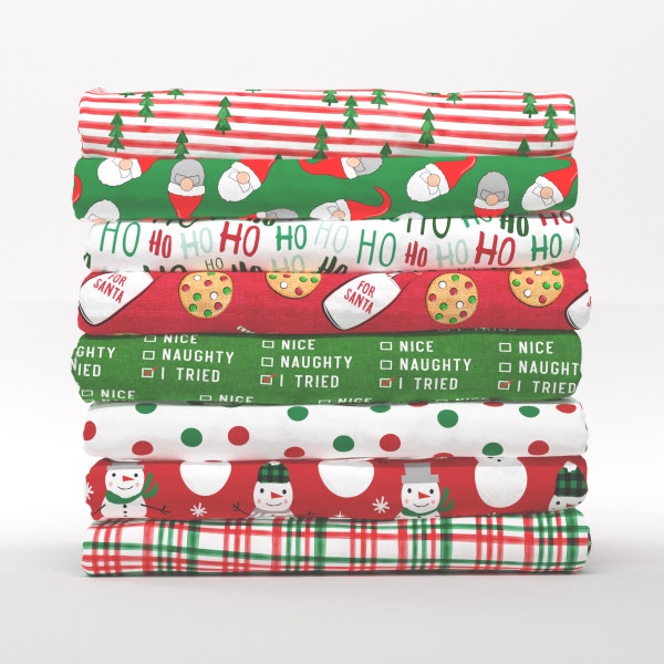 Weihnachts-Baumwoll-Fat Quarters – klassische rot-grüne Saisonkollektion, Blütenblatt-Quilt-Baumwoll-Mix & Match-Fat Quarters von Spoonflower
