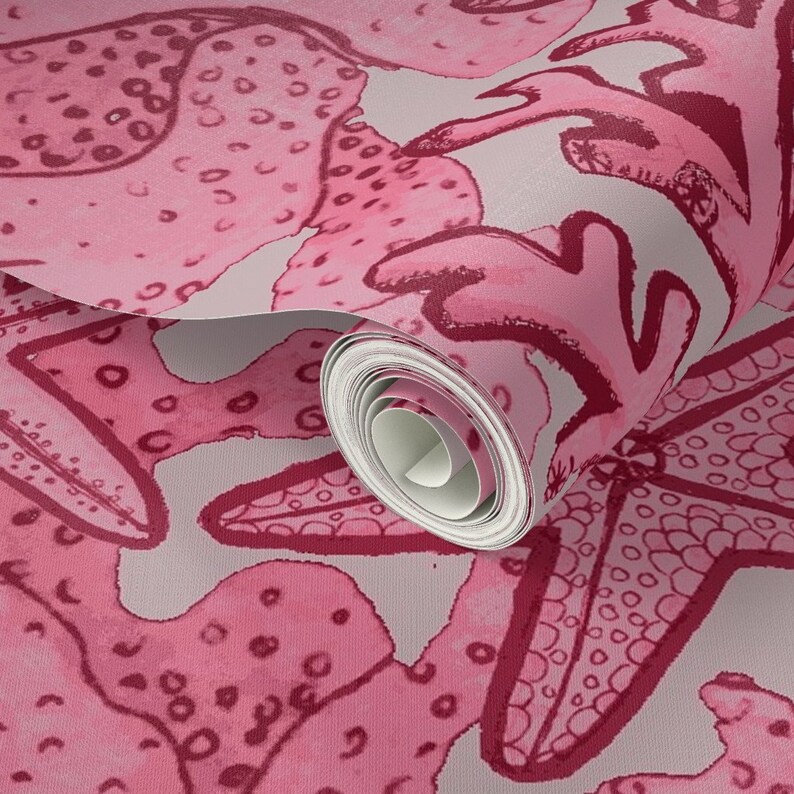 Pink Coral Starfish Wallpaper Coral Starfish by - Etsy