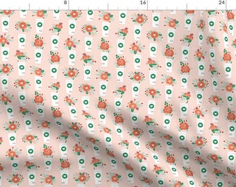 Pumpkin Spice Coffee - Autumn Florals Flower Peach Fall Pumpkin Spice Latte By Charlottewinter - Cotton Fabric By The Yard With Spoonflower