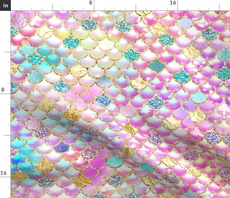 Pink Faux Glitter Mermaid Fabric Mermaid Scales Bokeh | Etsy