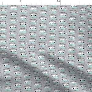 Happy Camper Fabric - Happy Camper By Lilcubby - Camping Caravan Trailer Kawaii Retro Travel Cotton Fabric By The Yard With Spoonflower
