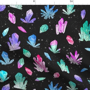 Crystal Fabric - Watercolor Crystals - Black By Andrea Lauren By Andrea Lauren - Crystal Geology Cotton Fabric By The Yard With Spoonflower