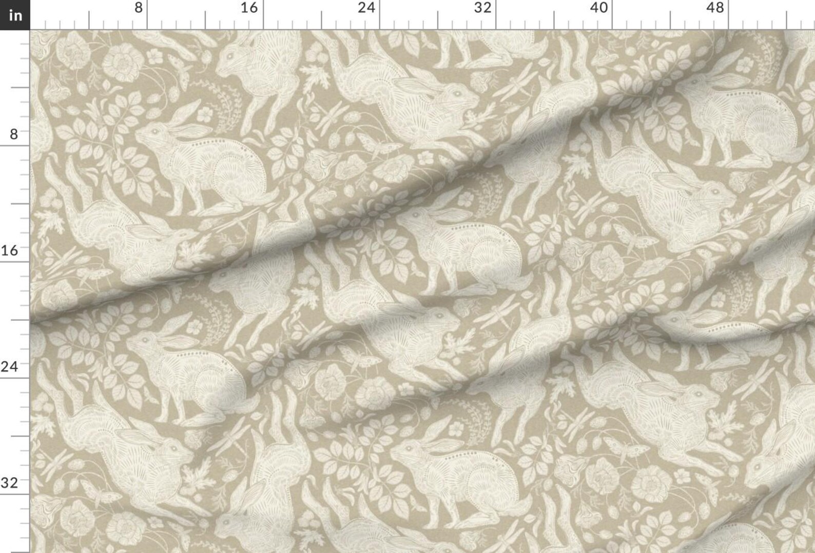 Neutral Rabbits Fabric - Ivory Rabbit by Silver_steer_design - Woodland ...