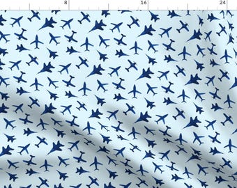 Airplane Fabric - Watercolor Airplanes On Blue By Katerinaizotova - Blue Airplane Print Nursery Cotton Fabric By The Yard With Spoonflower