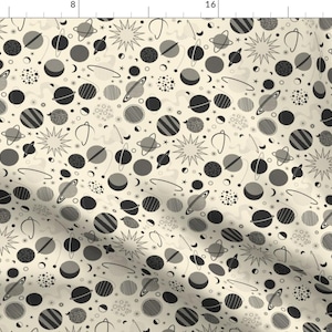 Solar System Outer Space Fabric - Limitless - Vintage By Katerhees - Solar System Space Cotton Fabric By The Yard With Spoonflower