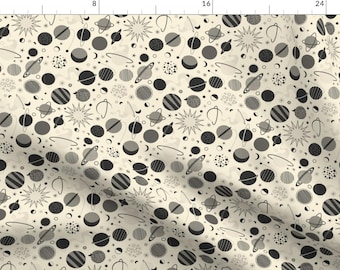 Solar System Outer Space Fabric - Limitless - Vintage By Katerhees - Solar System Space Cotton Fabric By The Yard With Spoonflower