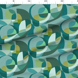 Mid Century Modern Circles Fabric Modern Circles Teal By Ceciliamok Retro Green Blue Teal Cotton Fabric By The Yard With Spoonflower image 3