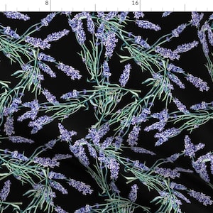 Lavender Fabric - Lavender By Marina-Grau - Lavender Garden Black Yellow Purple Nature Aromas Cotton Fabric By The Yard With Spoonflower