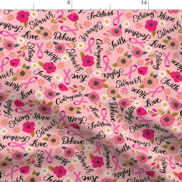 Breast Cancer Fabric - Breast Cancer Words Of Encouragement By Cynthiafrenette - Women Adult Cotton Fabric By The Yard With Spoonflower