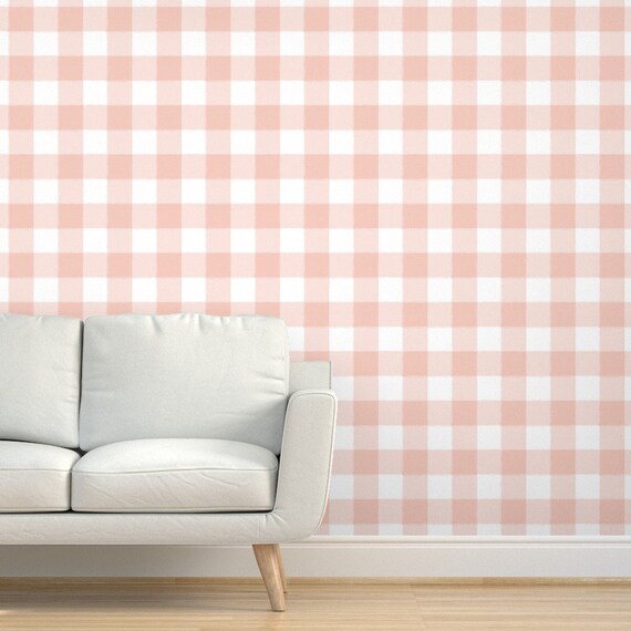 Blush Pink Check Wallpaper Large Pink Buffalo Check Gingham Etsy blush pink check wallpaper large pink buffalo check gingham by sugarfresh custom removable self adhesive wallpaper roll by spoonflower