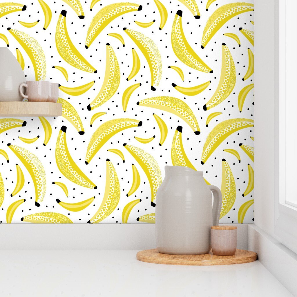 Banana Wallpaper Dots Banana Yellow by Littlesmilemakers - Etsy