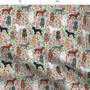 Poodles Fabric - Poodle Florals Cute Mixed Color Poodles By Petfriendly - Poodle Dog Floral Cotton Fabric by the Yard with Spoonflower
