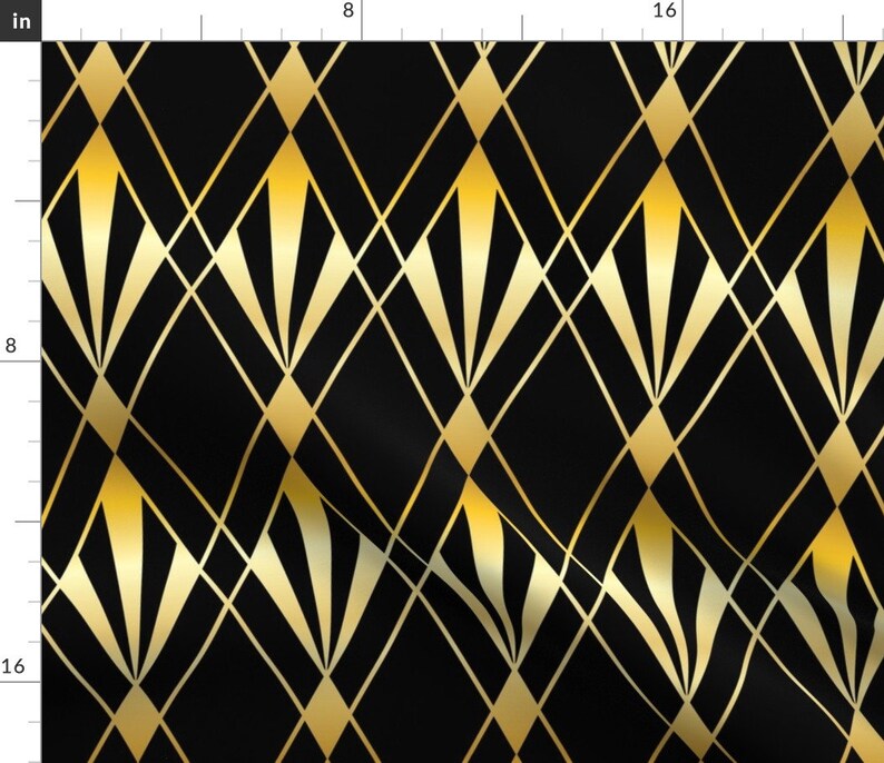 Gold Art Decofabric 1920s Pattern by Ravengill 1920s Art Etsy