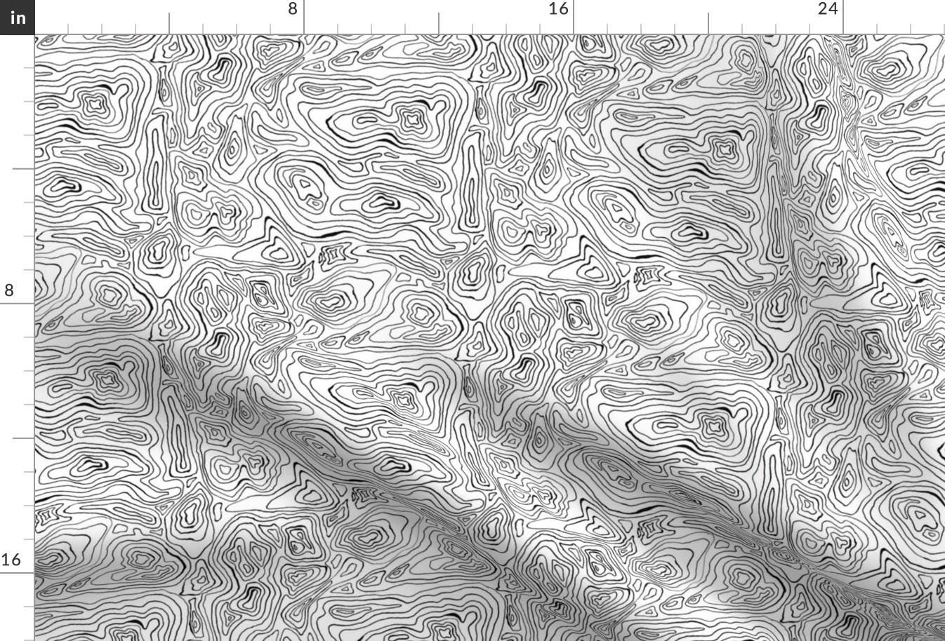 Contour Lines Fabric - Mapping Contours By Woodledoo- Topographic Maps Geographic Black And White Cotton Fabric By The Yard With Spoonflower