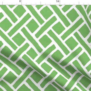 Greenery Fabric - Savannah Trellis // Crisp White Summer Lawn By Willowlanetextiles - Geometric Cotton Fabric By The Yard With Spoonflower