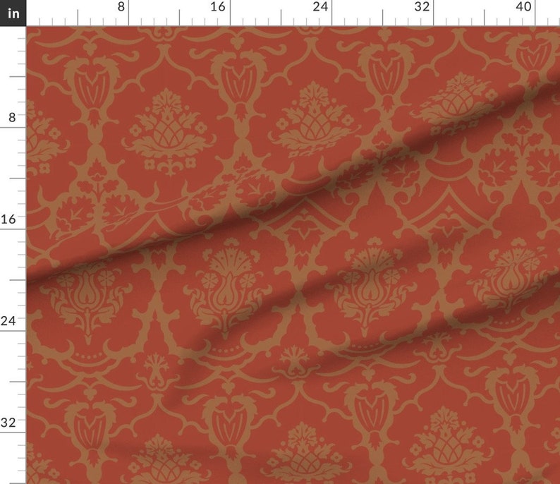 Red Damask Fabric Damask 7b by Muhlenkott Damask Royal Etsy