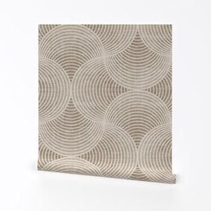 Carta da parati moderna geometrica rimovibile stacca e attacca - Terra toni beige marrone crema - Decorazione da parete - Geometric Grace Taupe di kimsa