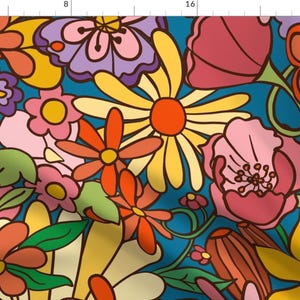 Floral Fabric - Barbara-vintage-flowers by kimmygowland - Flowers Retro Seventies Sixties Flower Power  Fabric by the Yard by Spoonflower