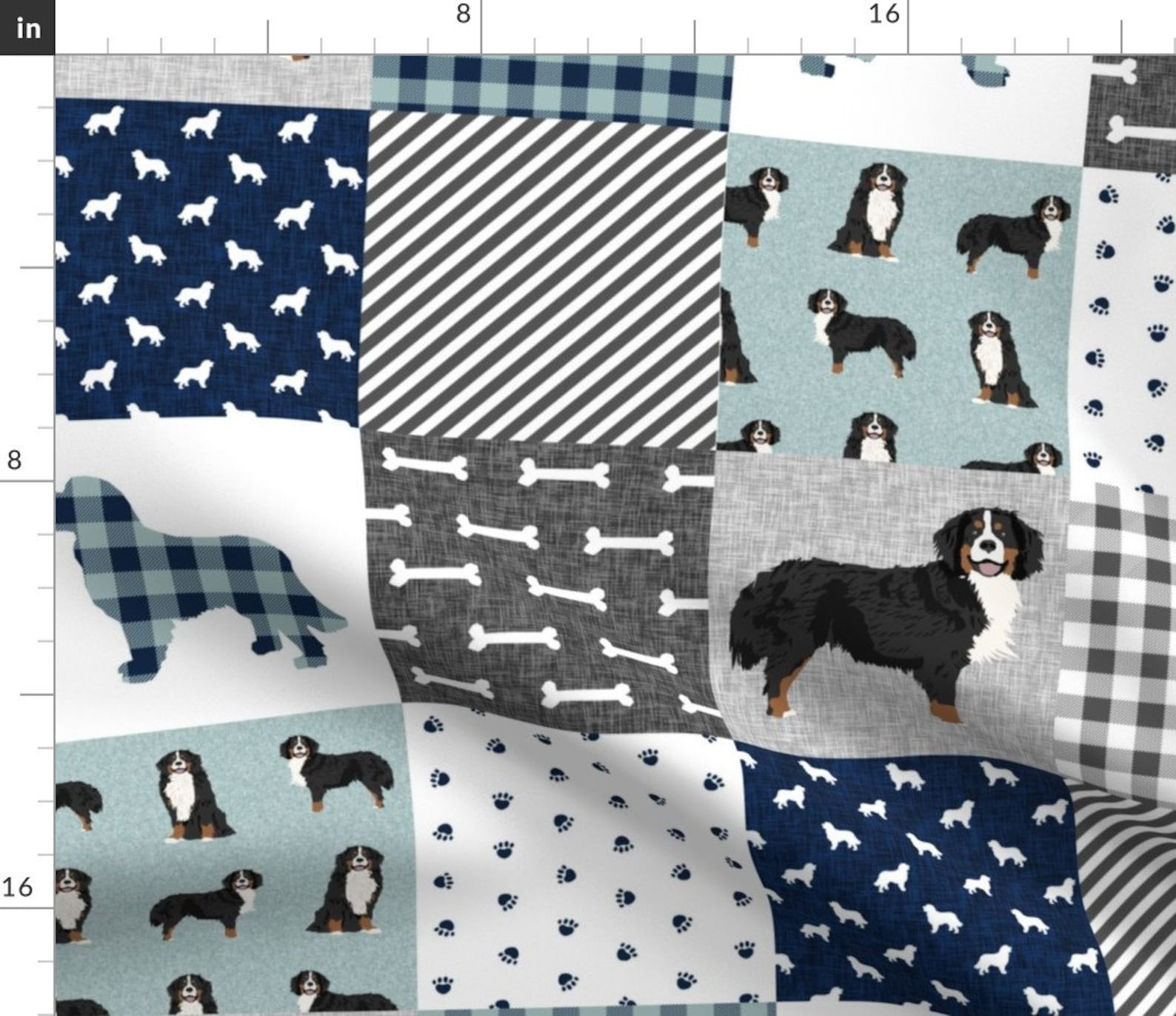 Bernese Mountain Dog Fabric Bernese Mountain Dog Pet Quilt B Etsy