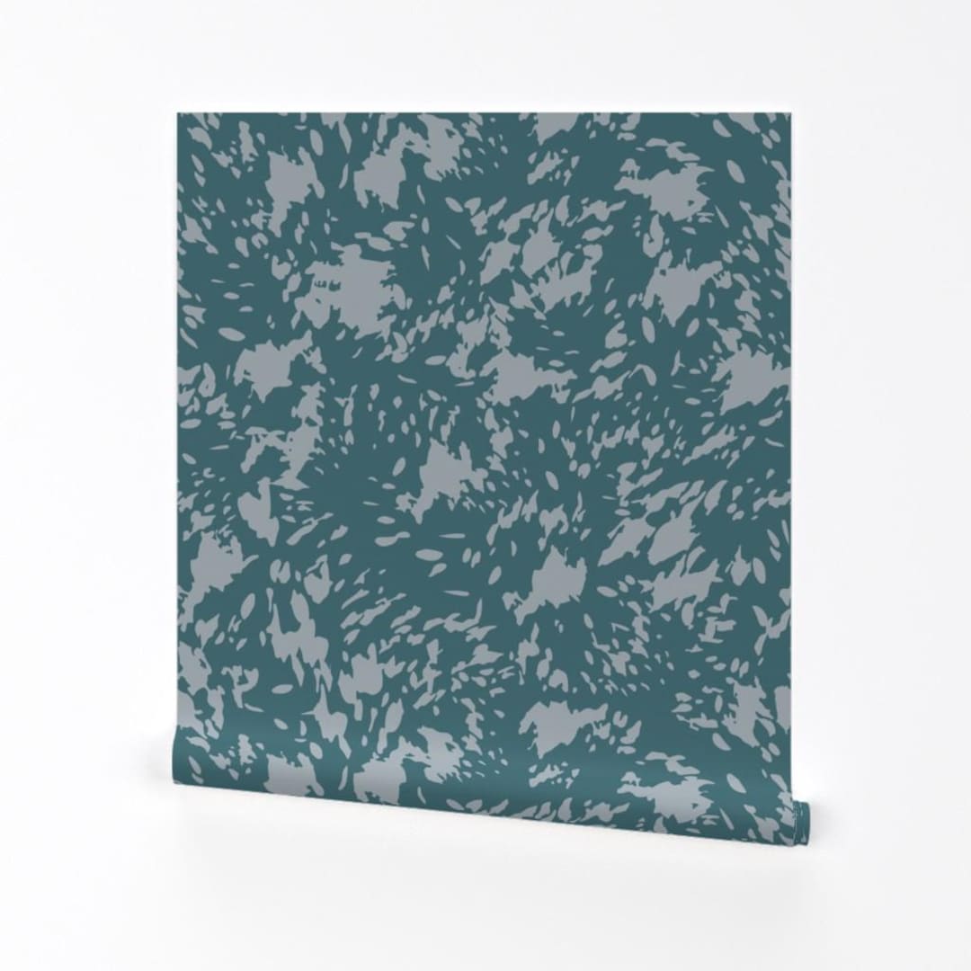 Buy Abstract Teal Wallpaper Jungle Rain by Modern Gestural