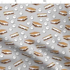 Smores Fabric - S&#39;Mores With Marshmallows By Littlearrowdesign - Camping Campfire Kids Dessert Cotton Fabric By The Yard With Spoonflower