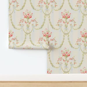 Feminine Floral Peel and Stick Wallpaper - Vintage Victorian Rococo - Removable Wall Decor Art - The Elysee by peacoquettedesigns image 4