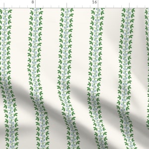 Traditional Fabric - Berry Vine Stripe Blue  by danika_herrick -  Stripe Berry Vines Botanical Green Blue Fabric by the Yard by Spoonflower