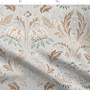 French Country Fabric - Artichoke Floral by etienne - Antique Floral Victorian Garden Neutral Gray Beige Fabric by the Yard by Spoonflower